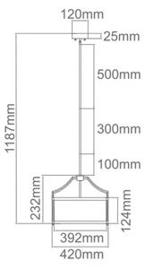 Open Design OR80889 - Полилей на прът STANZA 3xE27/15W/230V Ø 42 см месинг/бял