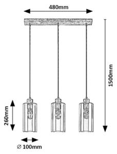 Rabalux 72123 - Пендел TANNO 3xE27/25W/230V