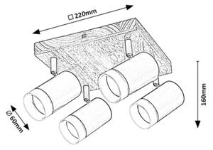 Rabalux 73124 - Таванен спот TORAS 4xGU10/5W/230V дъб