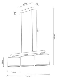 Спот лампа 1037400111525 - Пендел MERCEDES 3xE27/40W/230V дъб