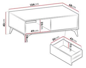 Масичка за кафе DIAMOND 40x104 см черен/кафяв