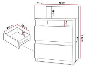 Нощно шкафче MALWA 59x40 см бял