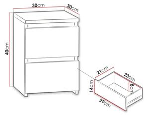 Нощно шкафче MALWA 40x30 см бял гланц