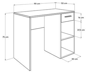 Бюро 75x90 см бял