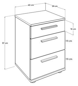 Нощно шкафче 57x40 см бял