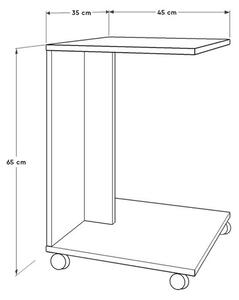 Странична маса 65x35 см кафяв