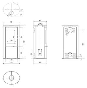 Kratki KOZA/AB/S/DR/BC - Стоманена камина KOZA/AB/S/DR/BC 8kW 150 мм