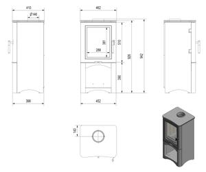 Kratki KOZA/K5/S/W - Стоманена камина KOZA/K5/S/W 7kW 150 мм