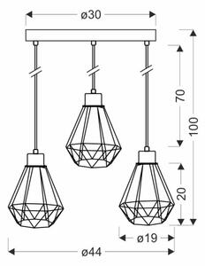 Пендел PRIMO 3xE27/60W/230V черен/златист