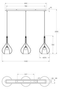 Fabas Luce 3481-48-297 - Пендел LILA 3xE27/40W/230V прозрачен/златист/сив