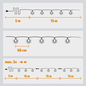 Brilagi - LED Екстериорни декоративни лампички ГИРЛЯНДА 25xE12 20 м IP44 студено бяло