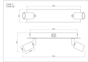 Globo 57998-2 - Спот DREW 2xGU10/35W/230V черен