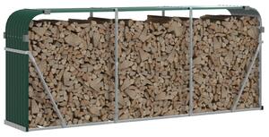 VidaXL Поставка за дърва, зелена, 234x45x100 см, поцинкована стомана
