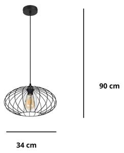 Пендел CORRINI 1xE27/60W/230V Ø 34 см черен/прозрачен