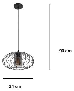 Пендел CORRINI 1xE27/60W/230V Ø 34 см черен/сив