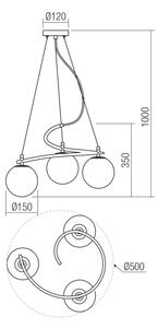 Redo 01-2716 - Пендел VOLLEY 3xE14/28W/230V черен