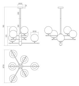 Redo 01-2950 - Висящ полилей ESSENTIAL 6xE14/28W/230V