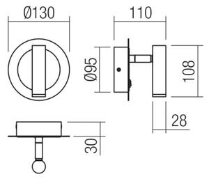 Redo 01-3090 - LED Стенен спот CLOSER LED/6W/230V черен