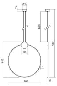 Redo 01-3107 - LED Пендел ATOM LED/20W/230V Ø 60 cm