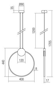 Redo 01-3106 - LED Пендел ATOM LED/11W/230V Ø 40 cm