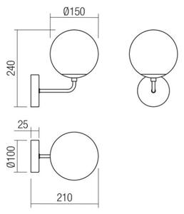 Redo 01-3147 - Аплик BOWLING 1xE27/42W/230V златист