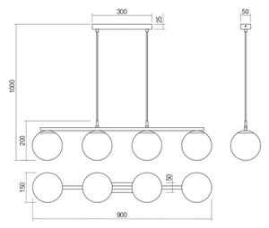 Redo 01-3155 - Пендел BOWLING 4xE27/42W/230V златист