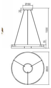 Redo 01-3173 - LED Димируем пендел CASTLE LED/36W/230V черен