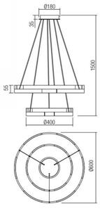 Redo 01-3179 - LED Димируем пендел CASTLE LED/60W/230V черен