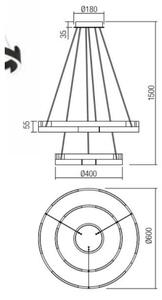 Redo 01-3178 - LED Димируем пендел CASTLE LED/60W/230V златист