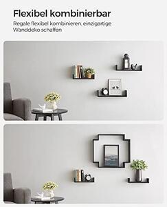 Комплект от 3 стенни рафта, Songmics, черен, 40x10x9 см