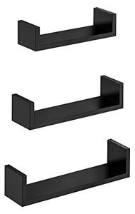 Комплект от 3 стенни рафта, Songmics, черен, 40x10x9 см