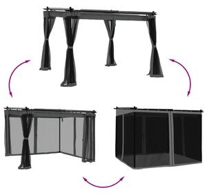 VidaXL Беседка с мрежести стени, антрацит, 3x3 м, стомана