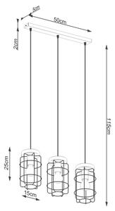 Sollux SL.1264 - Пендел GOTTO 3xE27/15W/230V черен