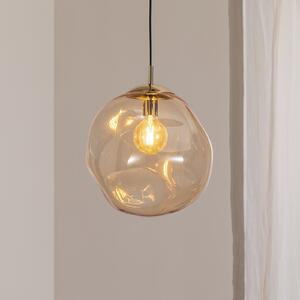 TK Lighting Стъклена висяща лампа Sol, Ø 35 cm, черна/кафява, Затъмняване, Прозрачен, Дневна/трапезария, Стъкло, Модерен