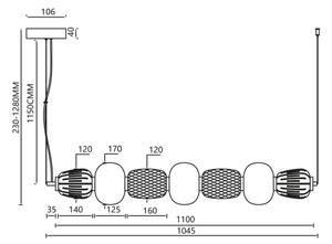 LED Пендел CARO LED/42W/230V златист