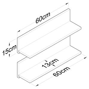 К-кт 2x Етажерка 60x15 см кафяв