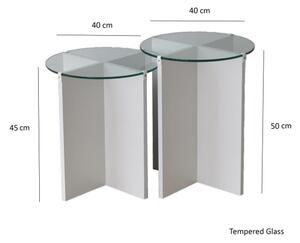 К-кт 2x Странична маса LILY Ø 40 см бял/прозрачен