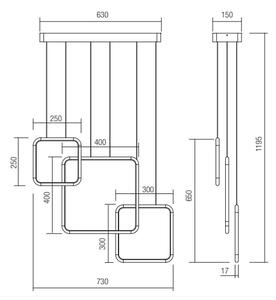 Redo 01-2098 - LED Димируем пендел THAI LED/66W/230V 3000K черен