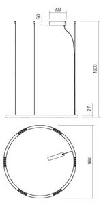 Redo 01-2207 - LED Пендел UNION LED/50W/230V 3000K Ø 90 см черен