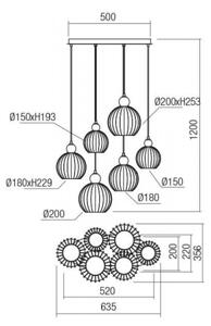 Redo 01-2068 - Пендел PLUMEN 6xE14/42W/230V бял