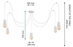 Пендел TUBE LONG 5xE27/10W/230V бял