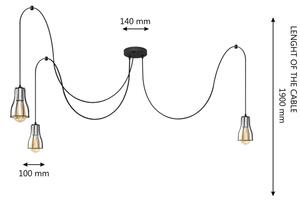 Пендел TUBE 3xE27/10W/230V черен/хром