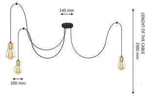 Пендел TUBE 3xE27/10W/230V черен/златист