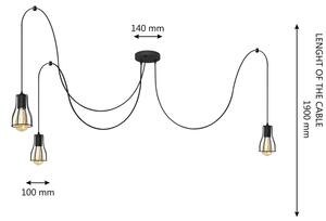 Пендел TUBE 3xE27/15W/230V черен