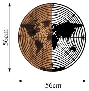 Декорация за стена Ø 56 см карта дърво/метал