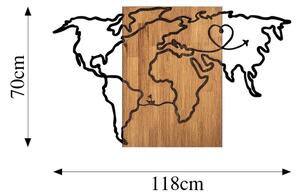 Декорация за стена 118x70 см карта дърво/метал