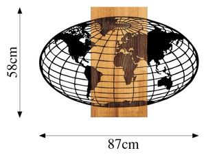 Декорация за стена 87x58 см глобус дърво/метал