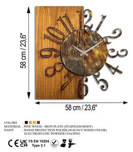 Стенен часовник 58x58 см 1xAA дърво/метал