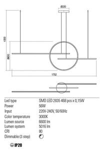 Redo 01-1736 - LED Димируем пендел GIOTTO LED/56W/230V бял