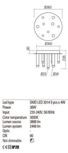 Redo 01-2039 - LED Плафониера MADISON 9xLED/4W/230V златист